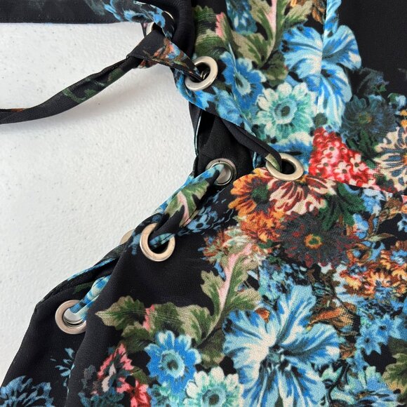 LPA‎ Womens Long Sleeve Floral Dress S Black Sheer Y2k - Picture 14 of 16